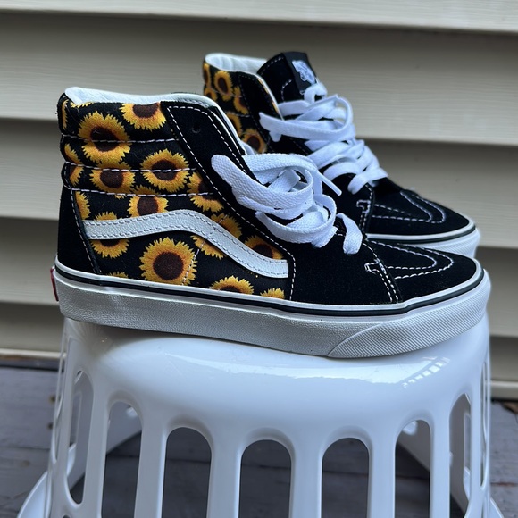 Vans Sunflower yellow and black high top sneaker girls kids size 3 - Picture 3 of 13